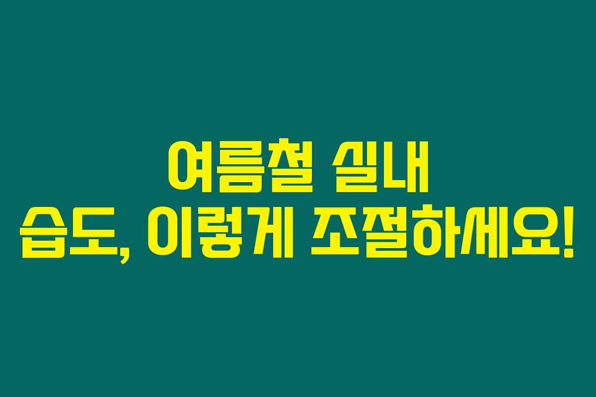 여름철 실내 습도, 이렇게 조절하세요! 여름철 실내 습도, 이렇게 조절하세요!