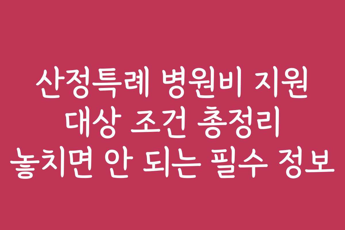 산정특례 병원비 지원 대상 조건 총정리 놓치면 안 되는 필수 정보 산정특례 병원비 지원 대상 조건 총정리 놓치면 안 되는 필수 정보