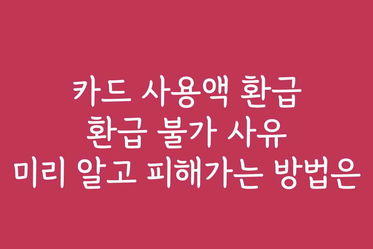 카드 사용액 환급 환급 불가 사유 미리 알고 피해가는 방법은