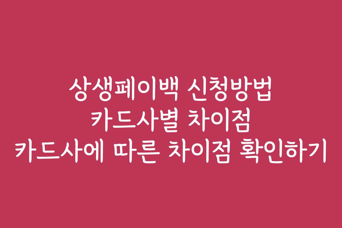 상생페이백 신청방법 카드사별 차이점 카드사에 따른 차이점 확인하기 상생페이백 신청방법 카드사별 차이점 카드사에 따른 차이점 확인하기