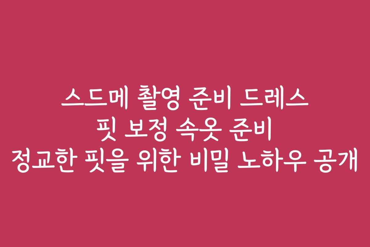 스드메 촬영 준비 드레스 핏 보정 속옷 준비 정교한 핏을 위한 비밀 노하우 공개