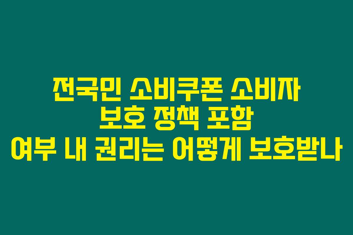 전국민 소비쿠폰 소비자 보호 정책 포함 여부 내 권리는 어떻게 보호받나