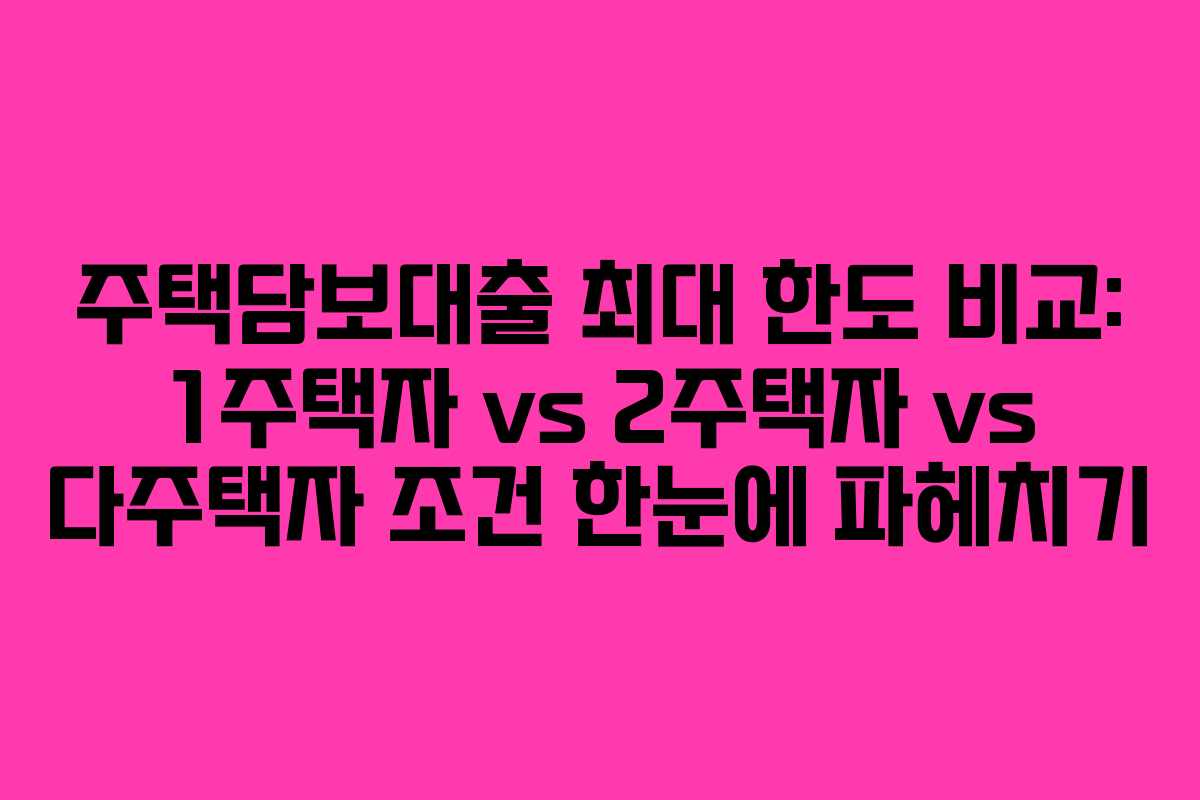 주택담보대출 최대 한도 비교: 1주택자 vs 2주택자 vs 다주택자 조건 한눈에 파헤치기