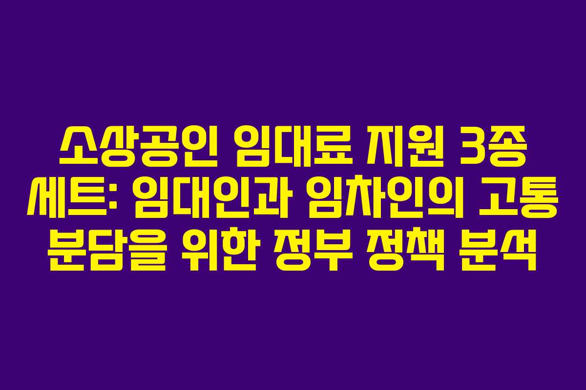 소상공인 임대료 지원 3종 세트: 임대인과 임차인의 고통 분담을 위한 정부 정책 분석