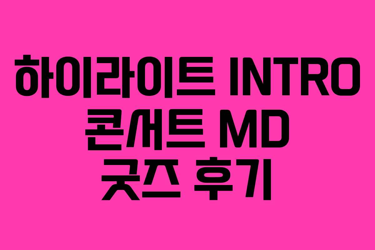 하이라이트 INTRO 콘서트 MD 굿즈 후기 하이라이트 INTRO 콘서트 MD 굿즈 후기