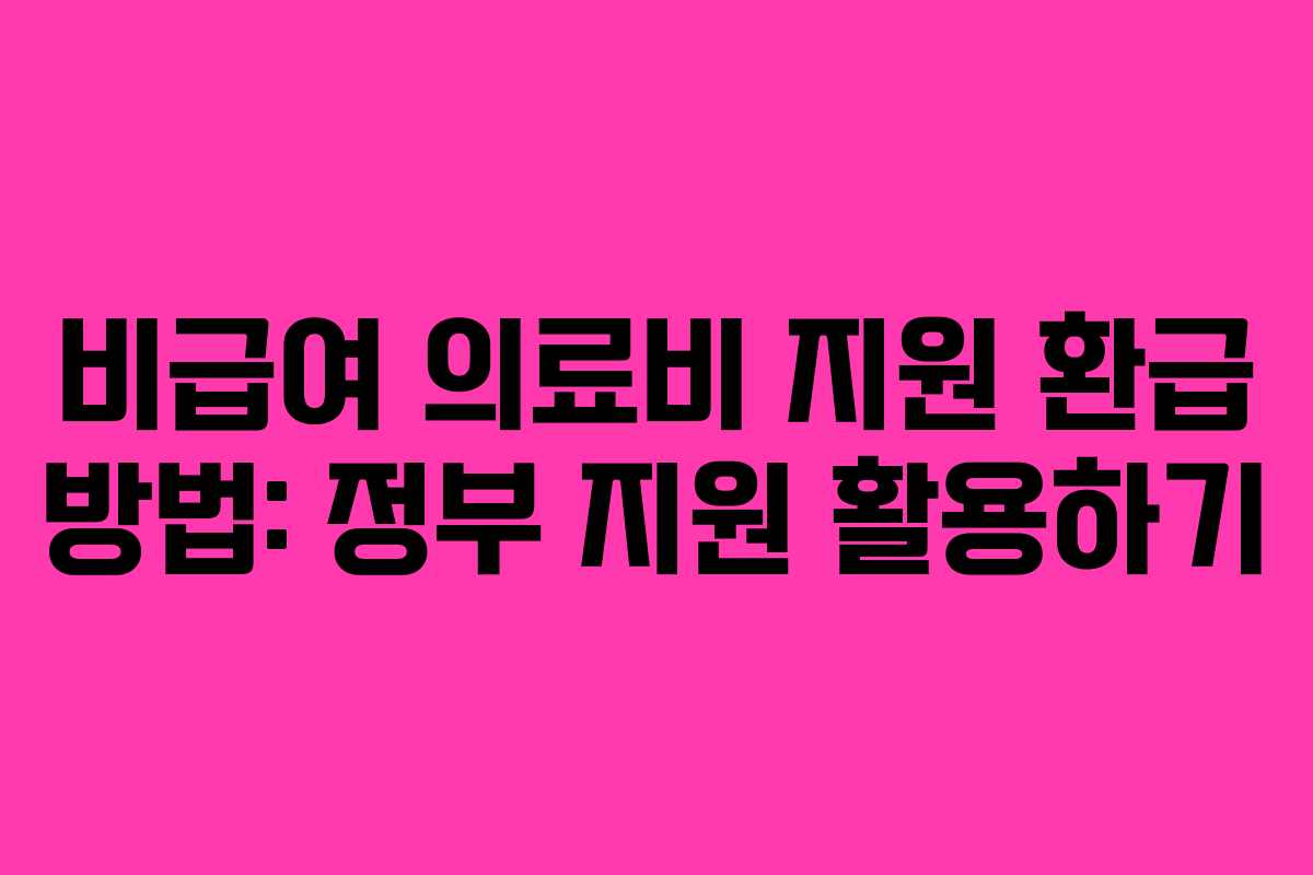비급여 의료비 지원 환급 방법: 정부 지원 활용하기