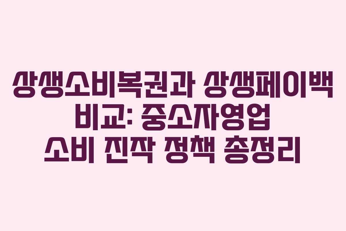 상생소비복권과 상생페이백 비교: 중소자영업 소비 진작 정책 총정리