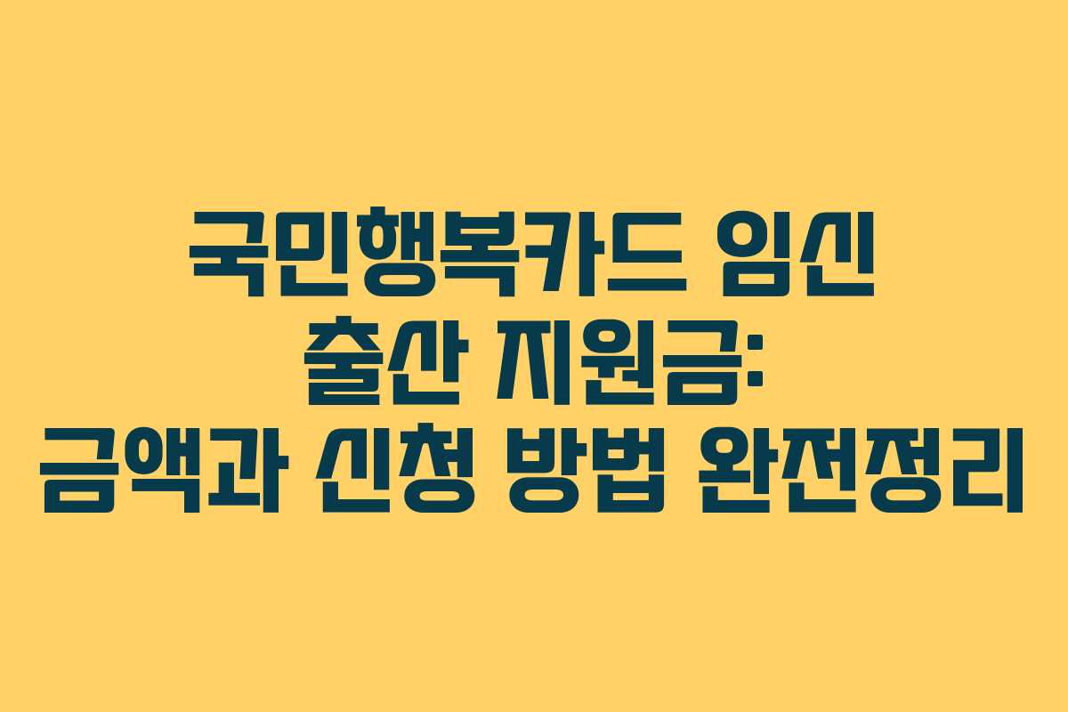 국민행복카드 임신 출산 지원금: 금액과 신청 방법 완전정리