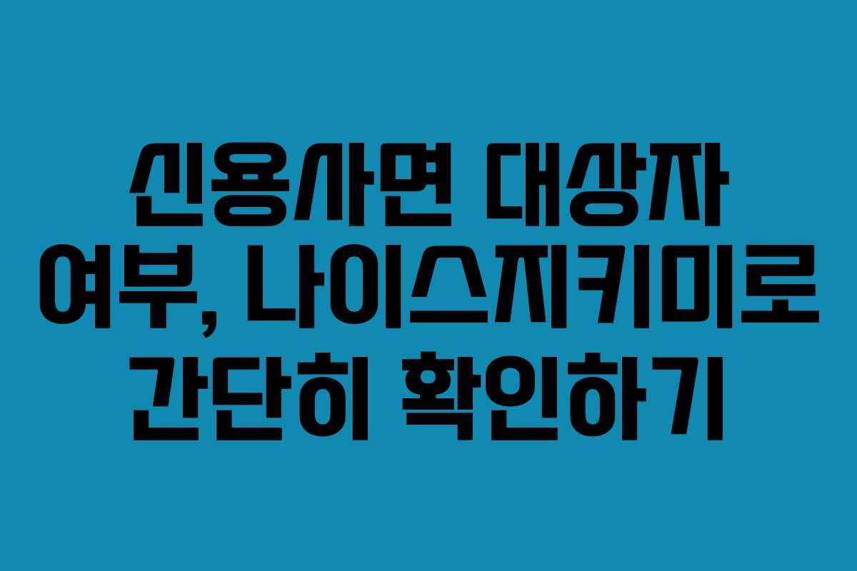신용사면 대상자 여부, 나이스지키미로 간단히 확인하기