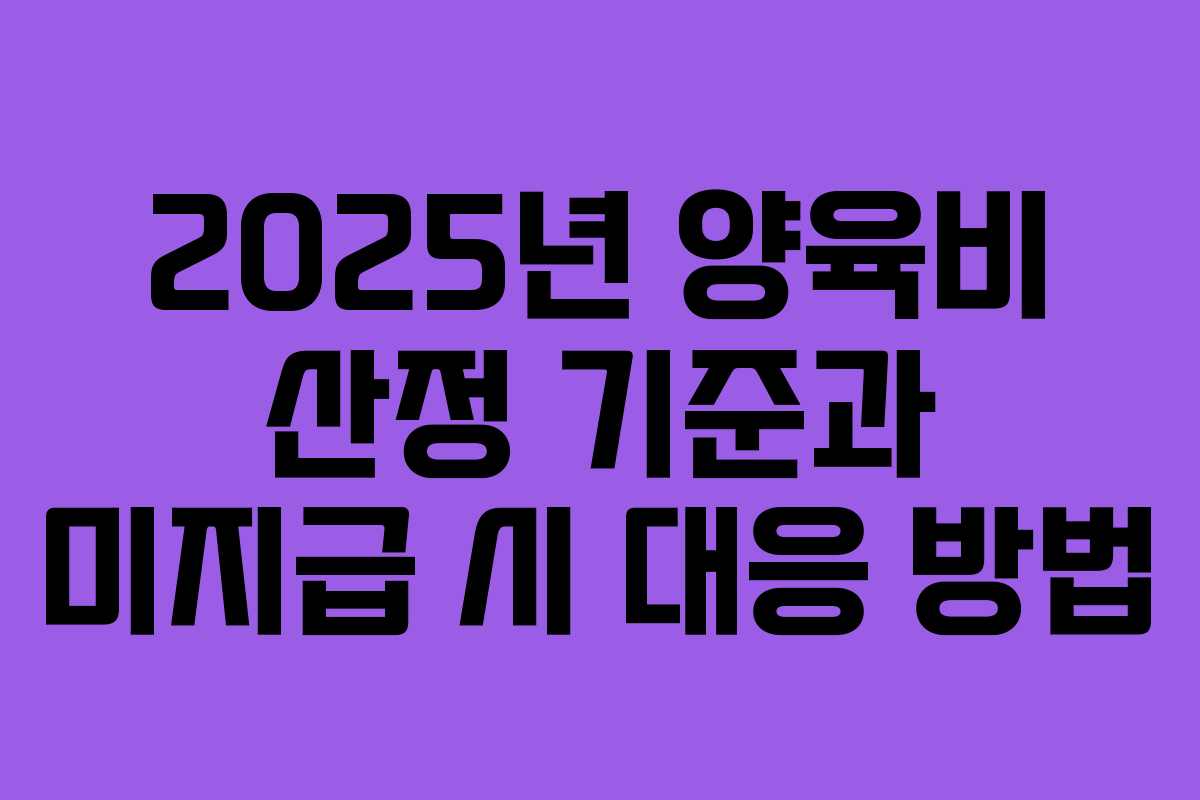 2025년 양육비 산정 기준과 미지급 시 대응 방법
