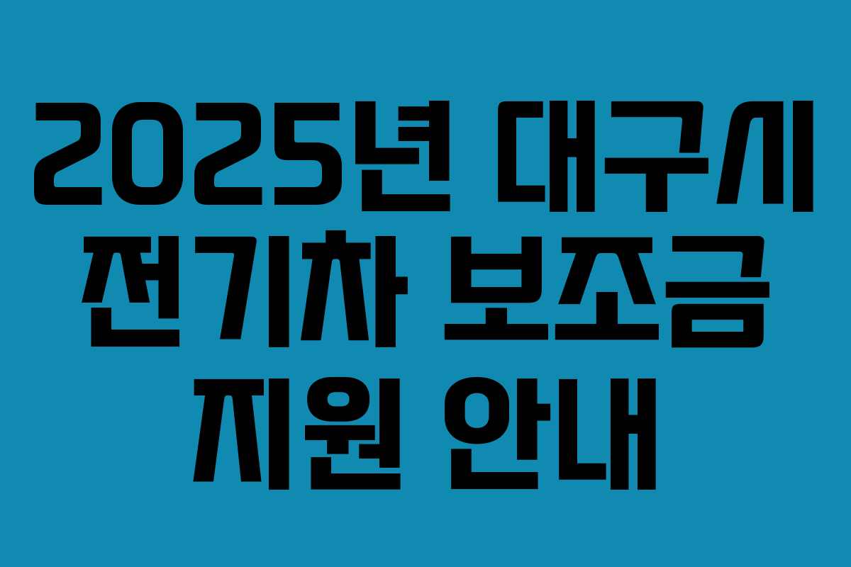 2025년 대구시 전기차 보조금 지원 안내