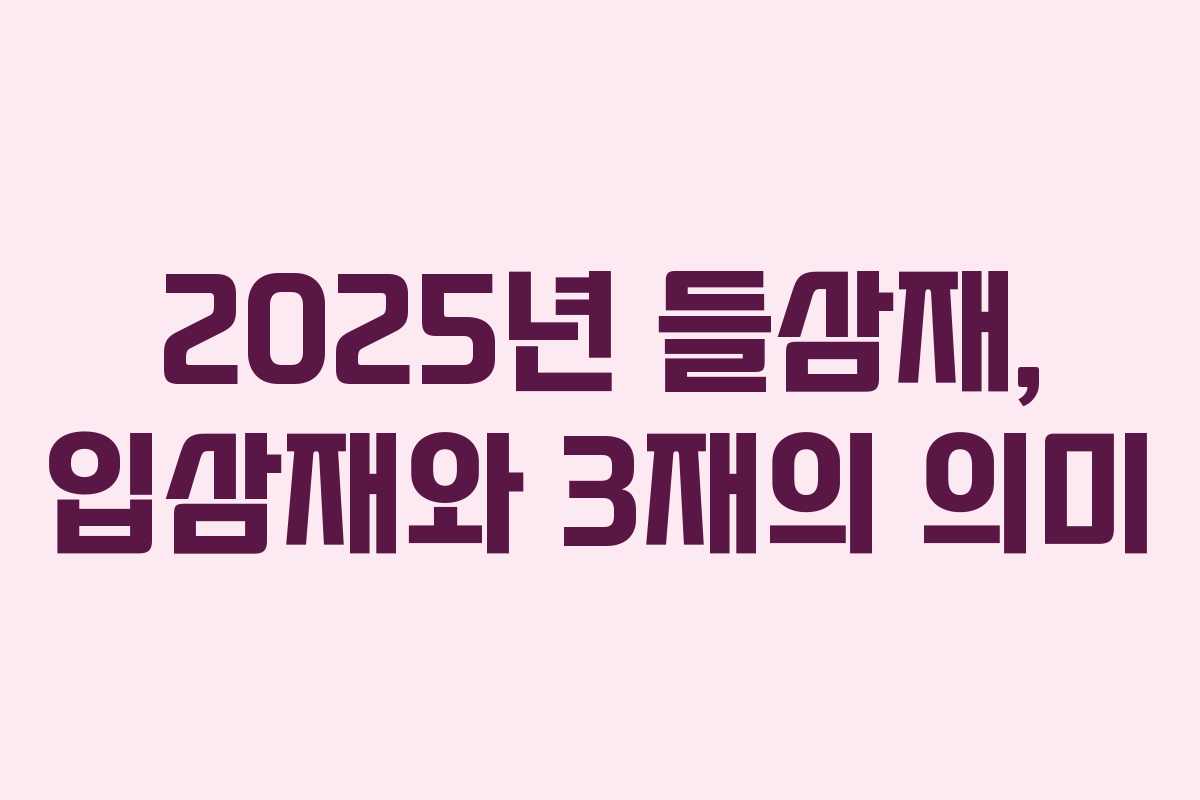2025년 들삼재, 입삼재와 3재의 의미