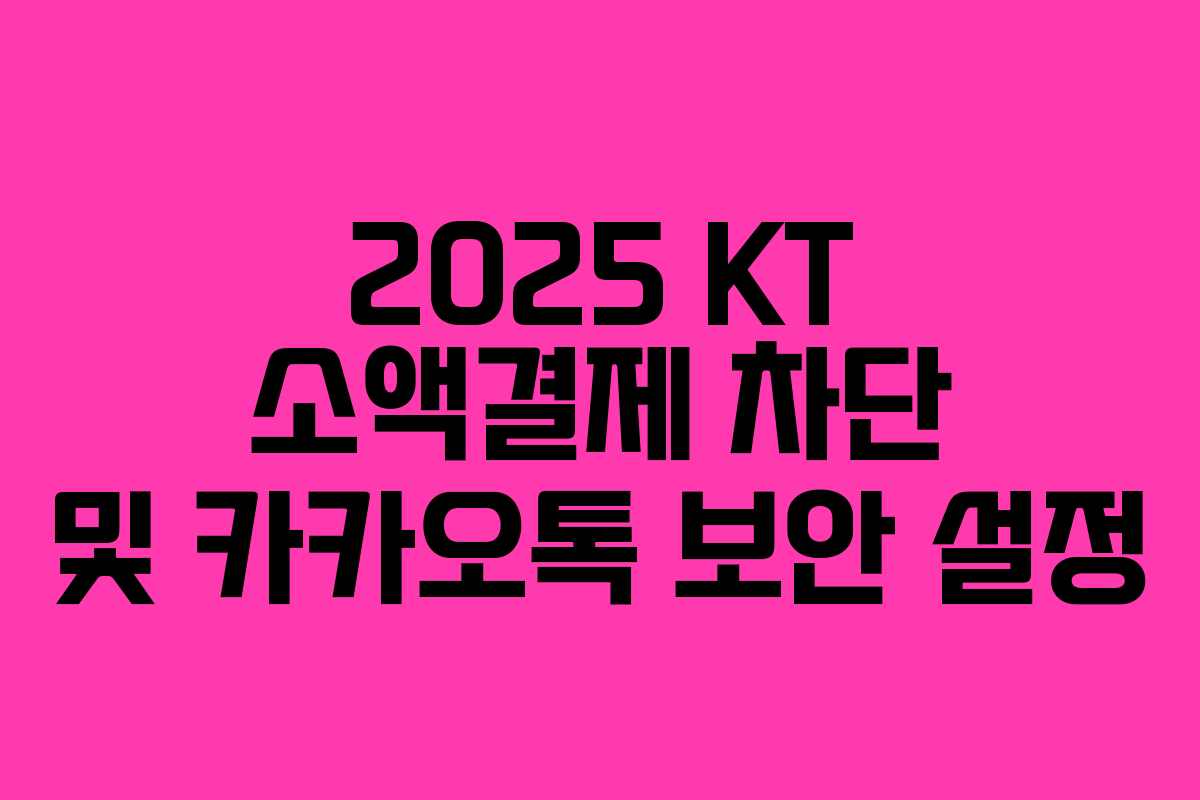2025 KT 소액결제 차단 및 카카오톡 보안 설정