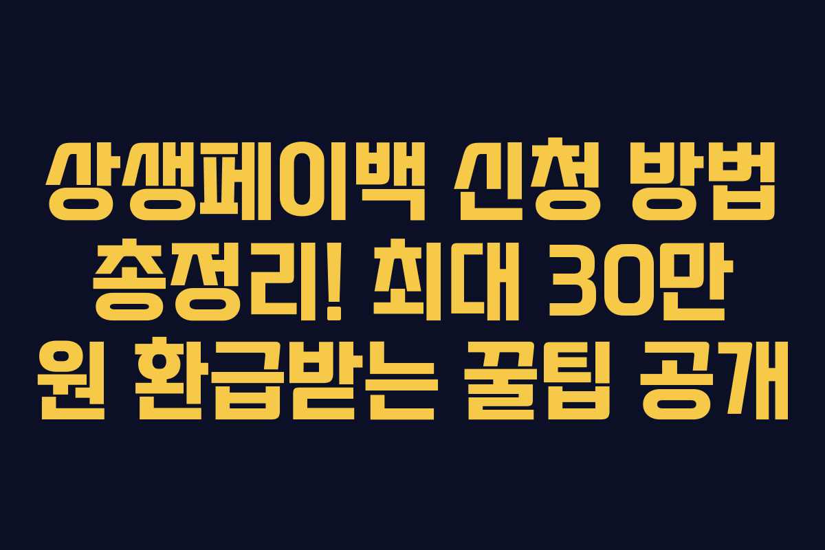 상생페이백 신청 방법 총정리! 최대 30만 원 환급받는 꿀팁 공개