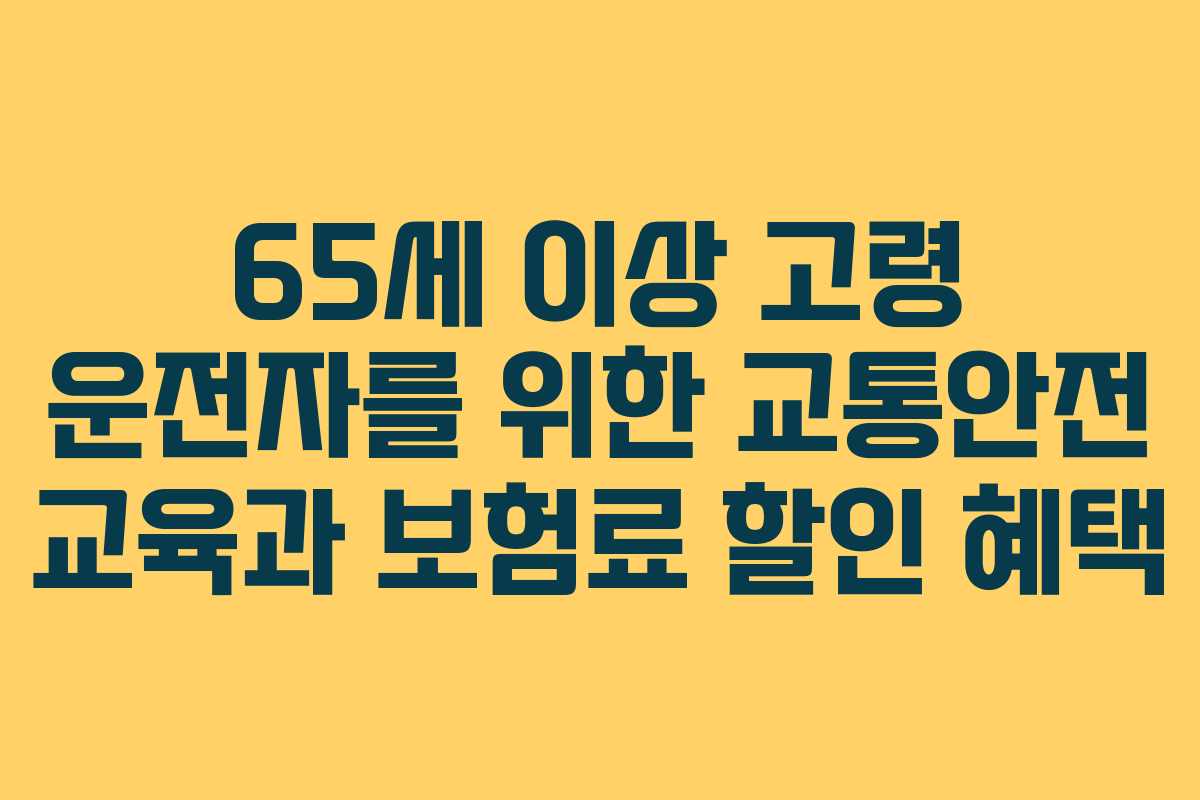 65세 이상 고령 운전자를 위한 교통안전 교육과 보험료 할인 혜택