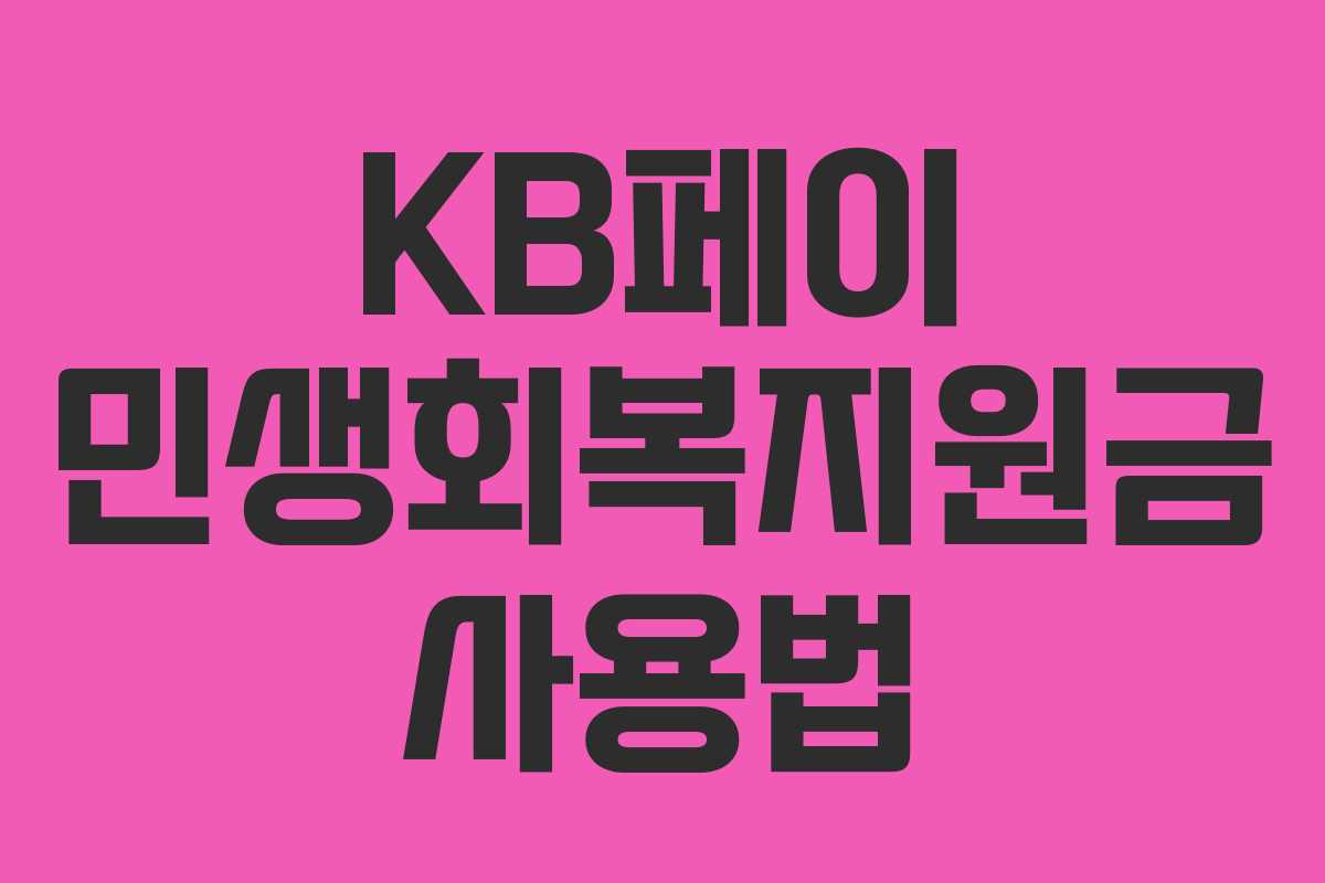 KB페이 민생회복지원금 사용법 KB페이 민생회복지원금 사용법
