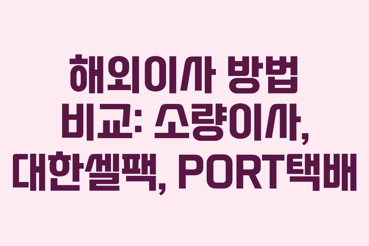 해외이사 방법 비교: 소량이사, 대한셀팩, PORT택배