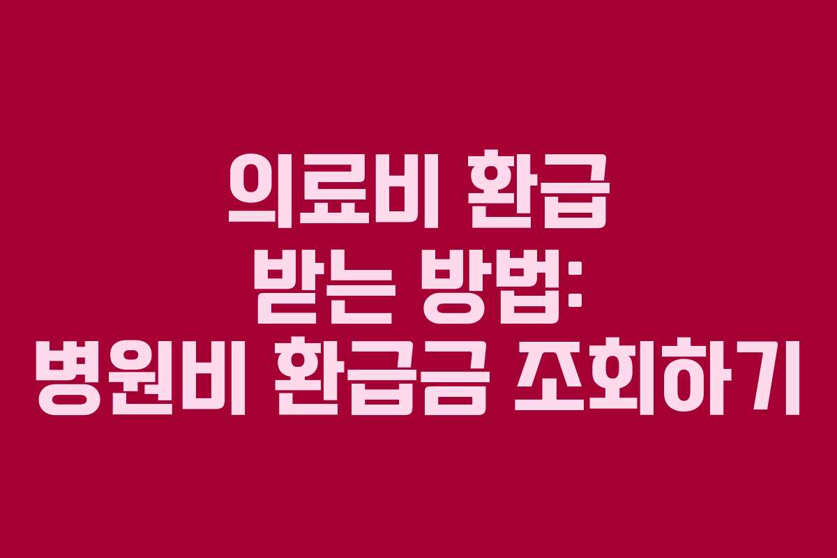 의료비 환급 받는 방법: 병원비 환급금 조회하기