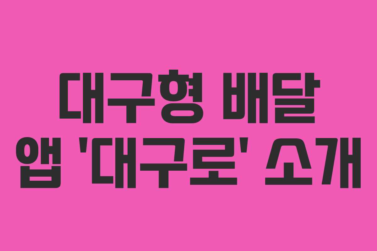 대구형 배달 앱 ‘대구로’ 소개
