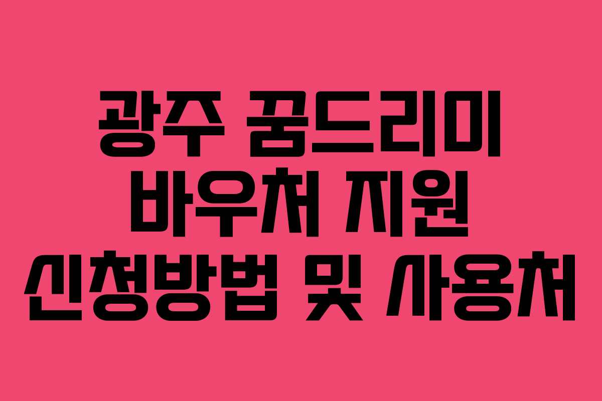 광주 꿈드리미 바우처 지원 신청방법 및 사용처