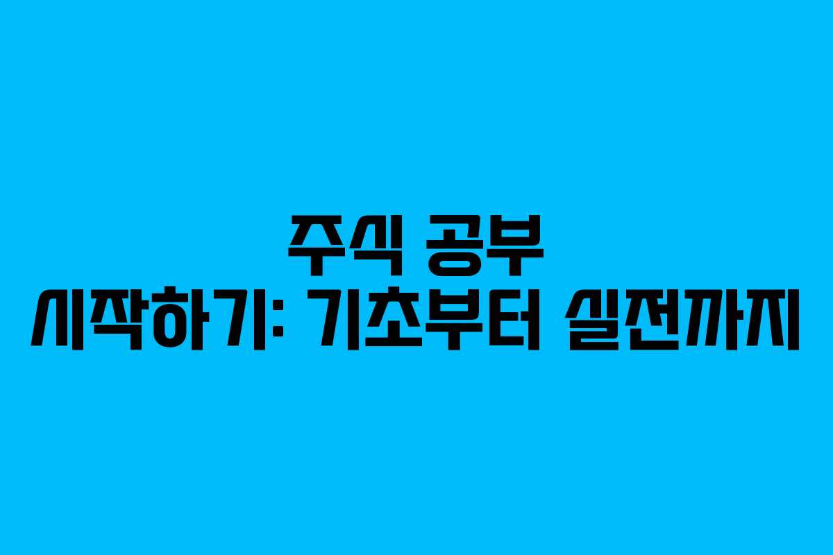 주식 공부 시작하기: 기초부터 실전까지 주식 공부 시작하기: 기초부터 실전까지
