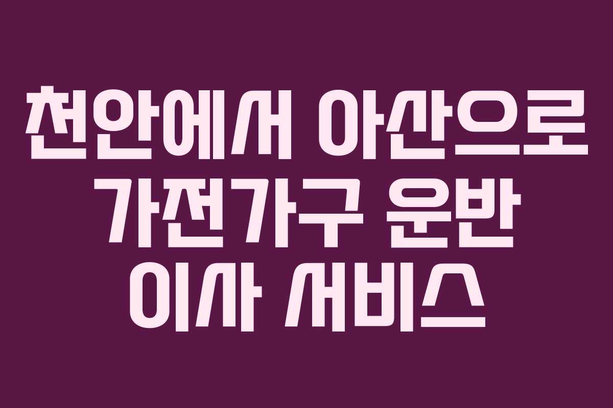 천안에서 아산으로 가전가구 운반 이사 서비스
