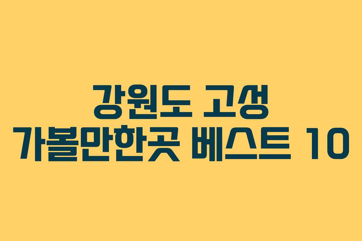 강원도 고성 가볼만한곳 베스트 10