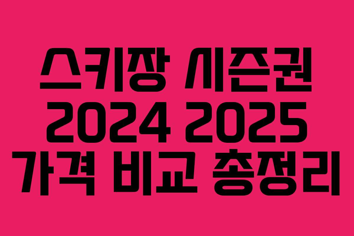 스키장 시즌권 2024 2025 가격 비교 총정리