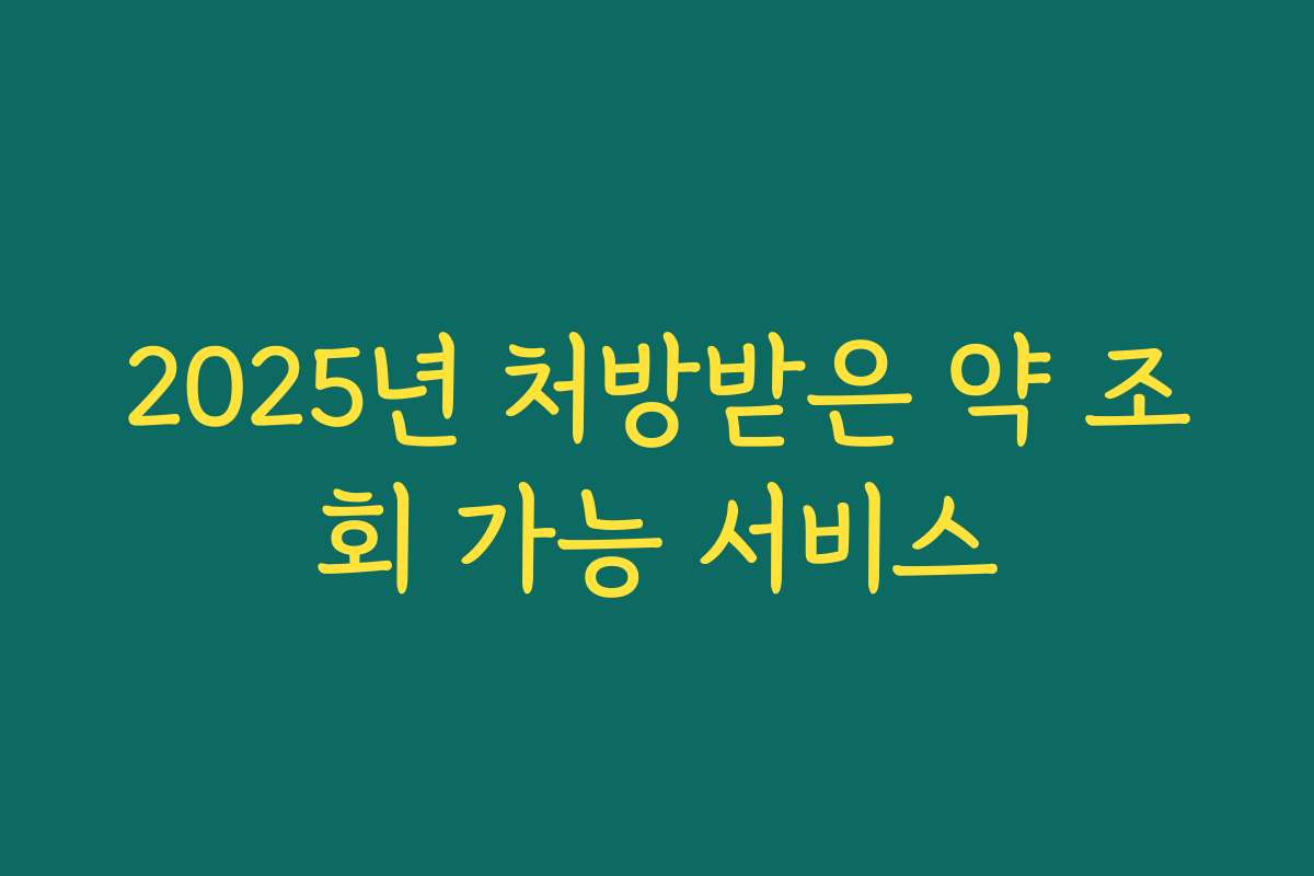 2025년 처방받은 약 조회 가능 서비스
