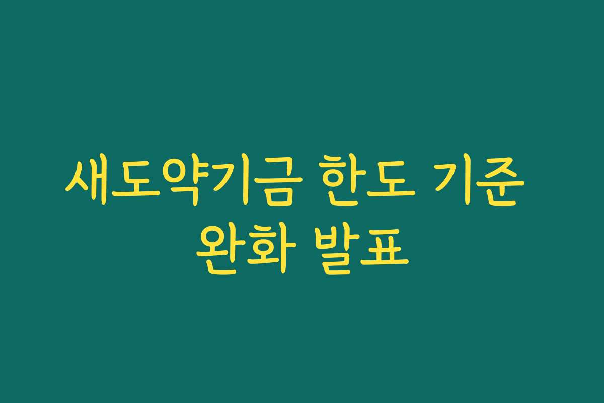 새도약기금 한도 기준 완화 발표 새도약기금 한도 기준 완화 발표