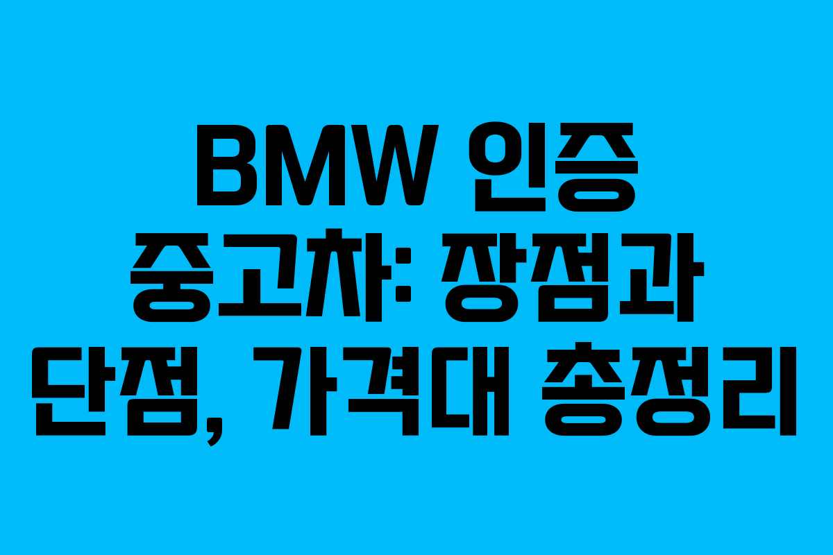 BMW 인증 중고차: 장점과 단점, 가격대 총정리