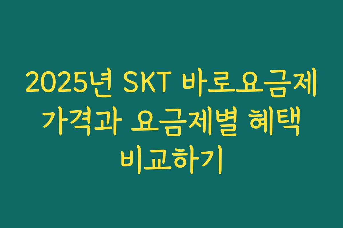 2025년 SKT 바로요금제 가격과 요금제별 혜택 비교하기