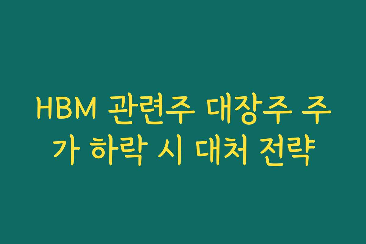 HBM 관련주 대장주 주가 하락 시 대처 전략