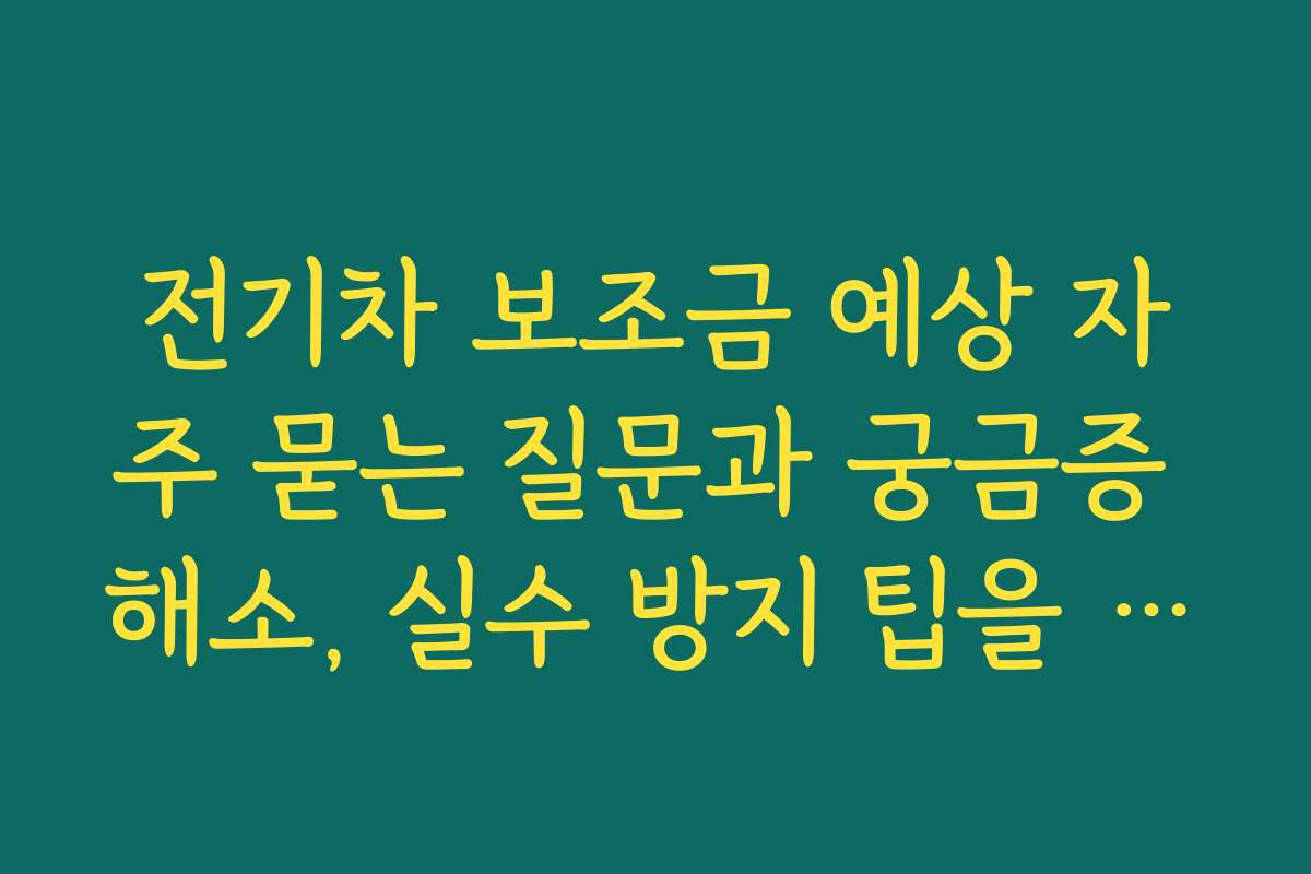 전기차 보조금 예상 자주 묻는 질문과 궁금증 해소, 실수 방지 팁을 드립니다