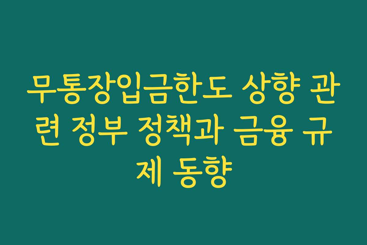 무통장입금한도 상향 관련 정부 정책과 금융 규제 동향