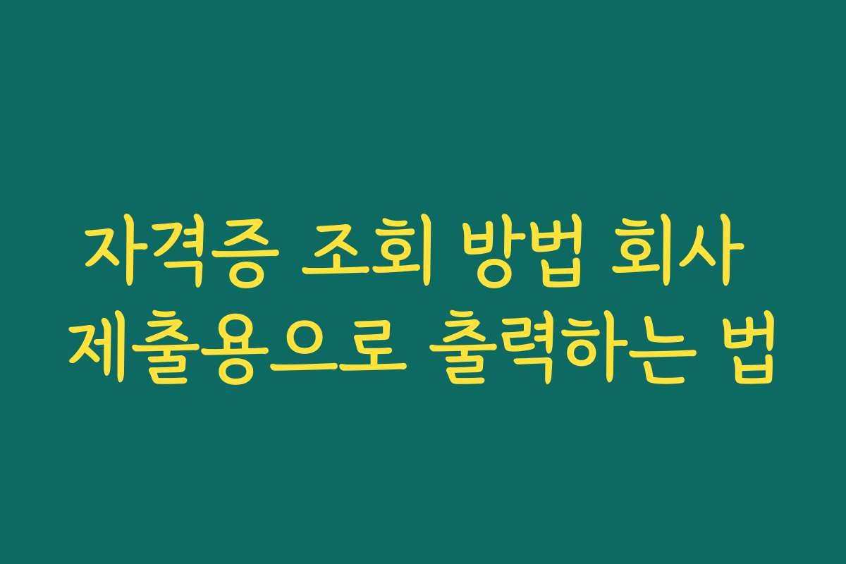 자격증 조회 방법 회사 제출용으로 출력하는 법