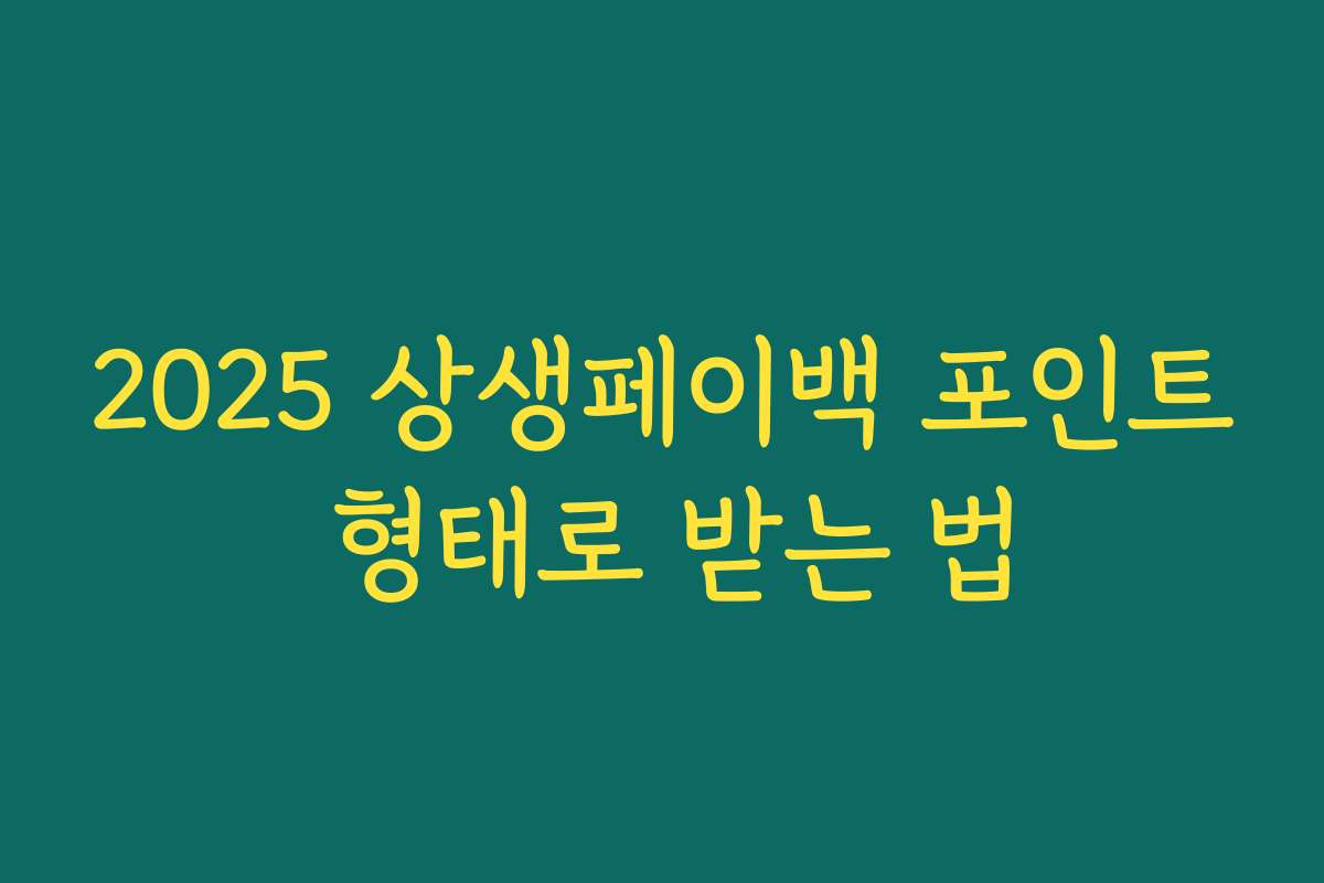 2025 상생페이백 포인트 형태로 받는 법