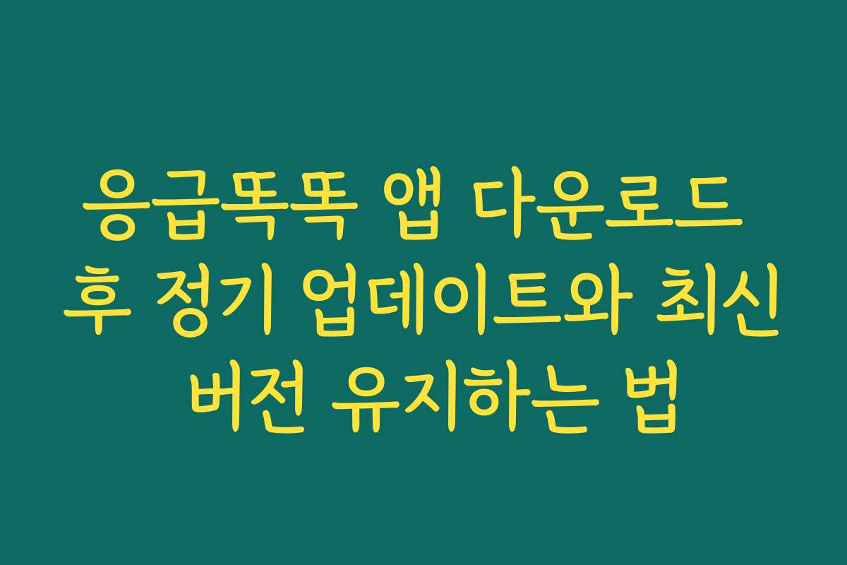 응급똑똑 앱 다운로드 후 정기 업데이트와 최신 버전 유지하는 법