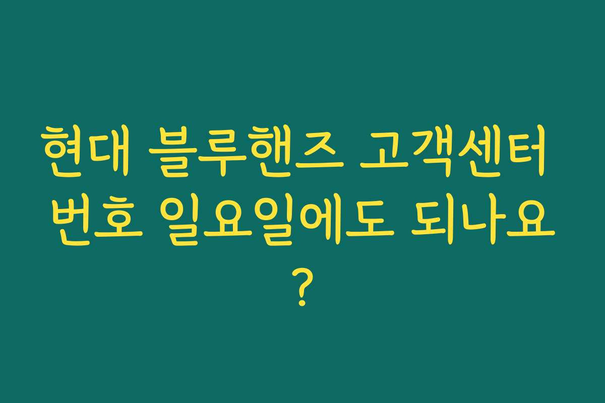 현대 블루핸즈 고객센터 번호 일요일에도 되나요?