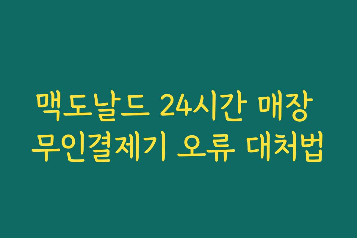 맥도날드 24시간 매장 무인결제기 오류 대처법