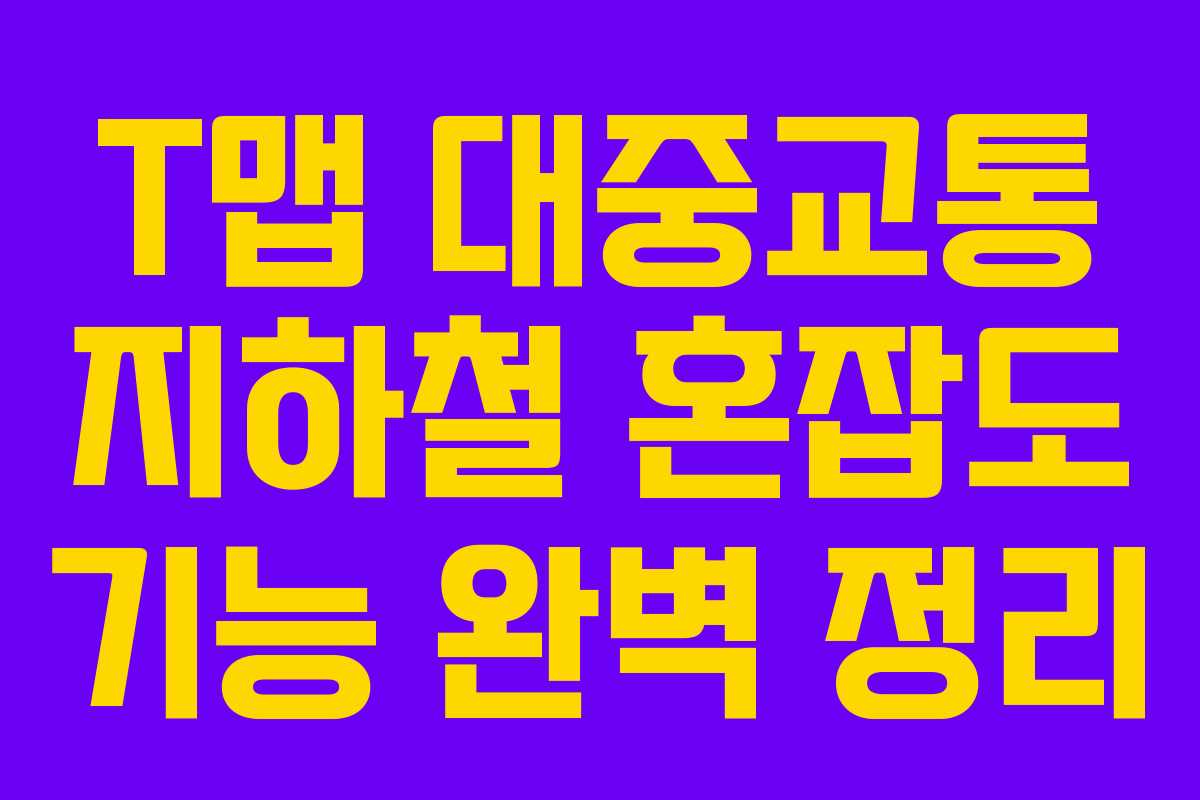 T맵 대중교통 지하철 혼잡도 기능 완벽 정리