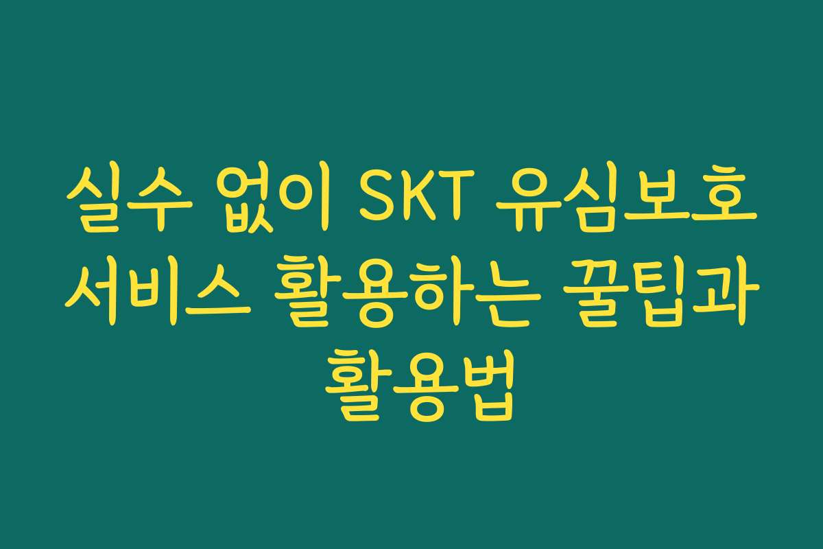 실수 없이 SKT 유심보호서비스 활용하는 꿀팁과 활용법