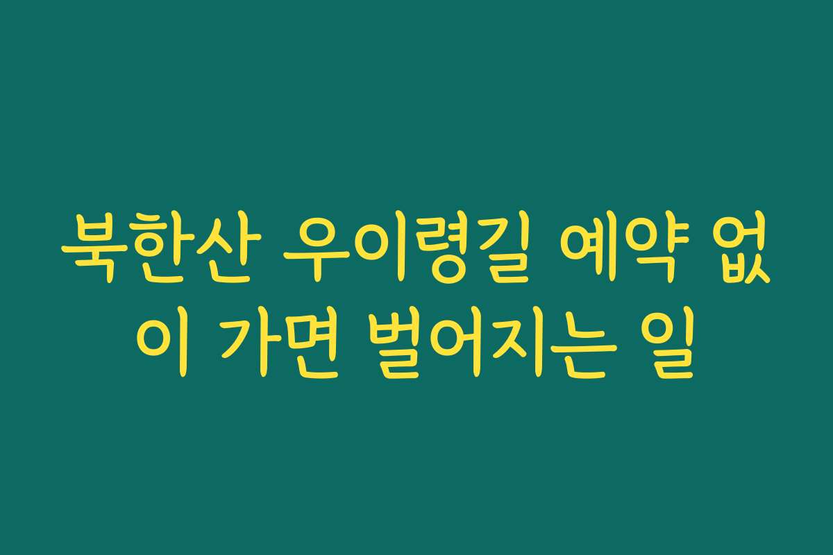 북한산 우이령길 예약 없이 가면 벌어지는 일