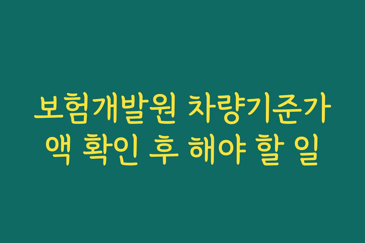 보험개발원 차량기준가액 확인 후 해야 할 일