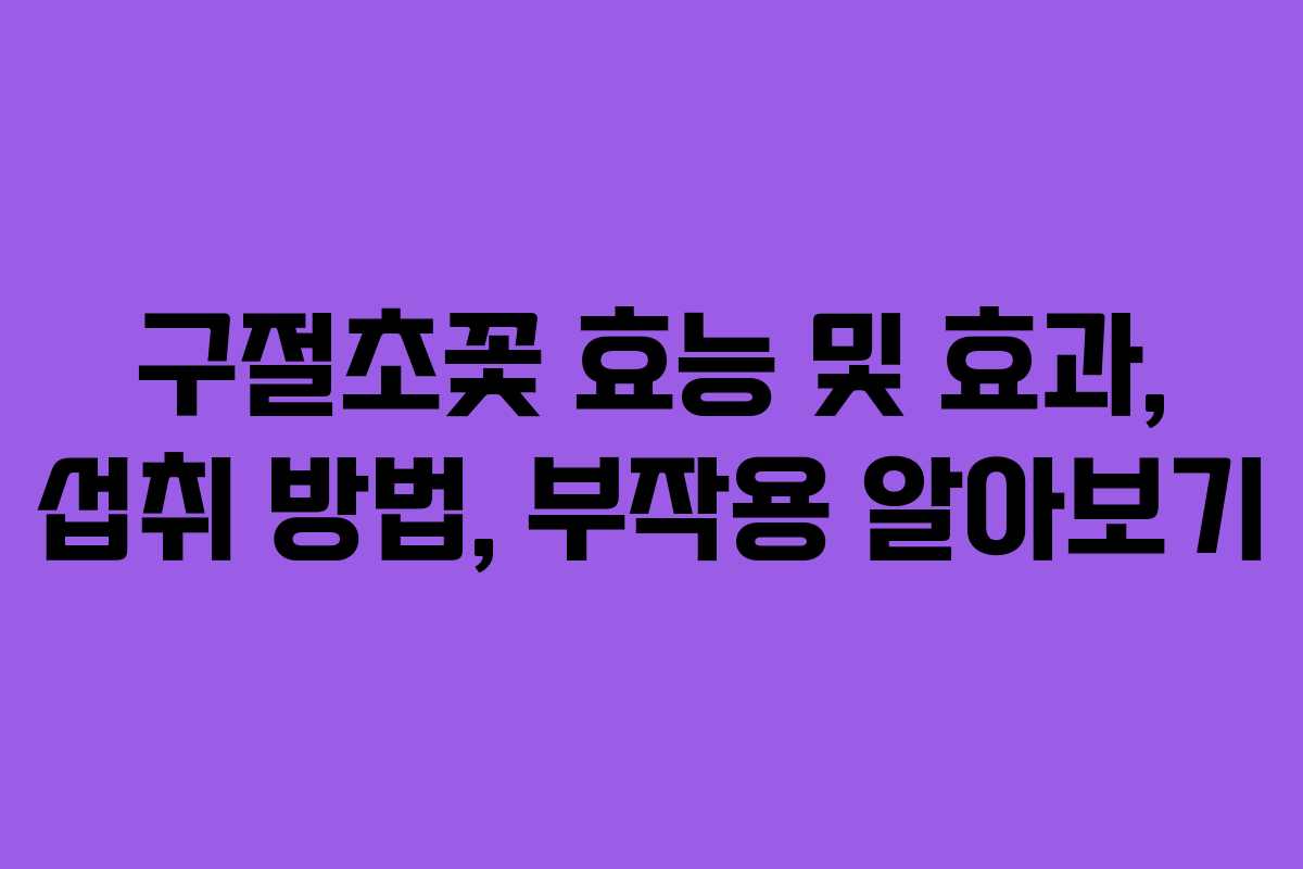 구절초꽃 효능 및 효과, 섭취 방법, 부작용 알아보기