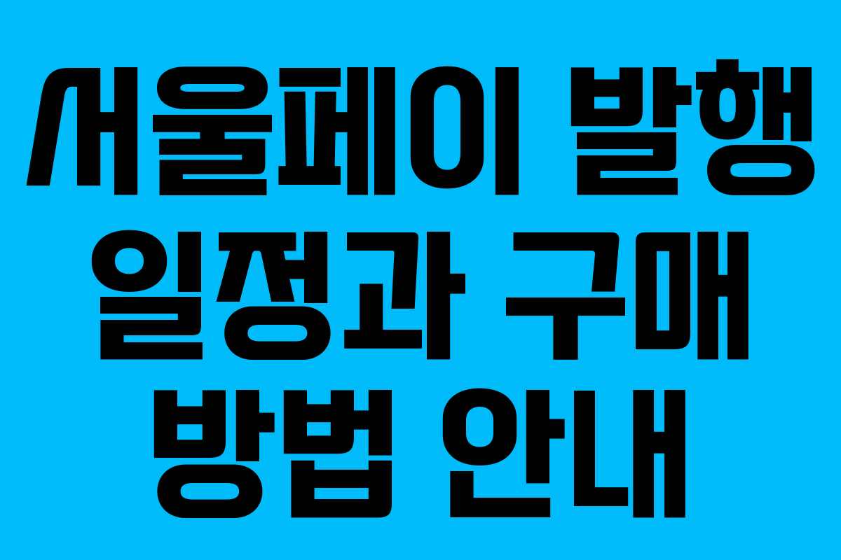 서울페이 발행 일정과 구매 방법 안내