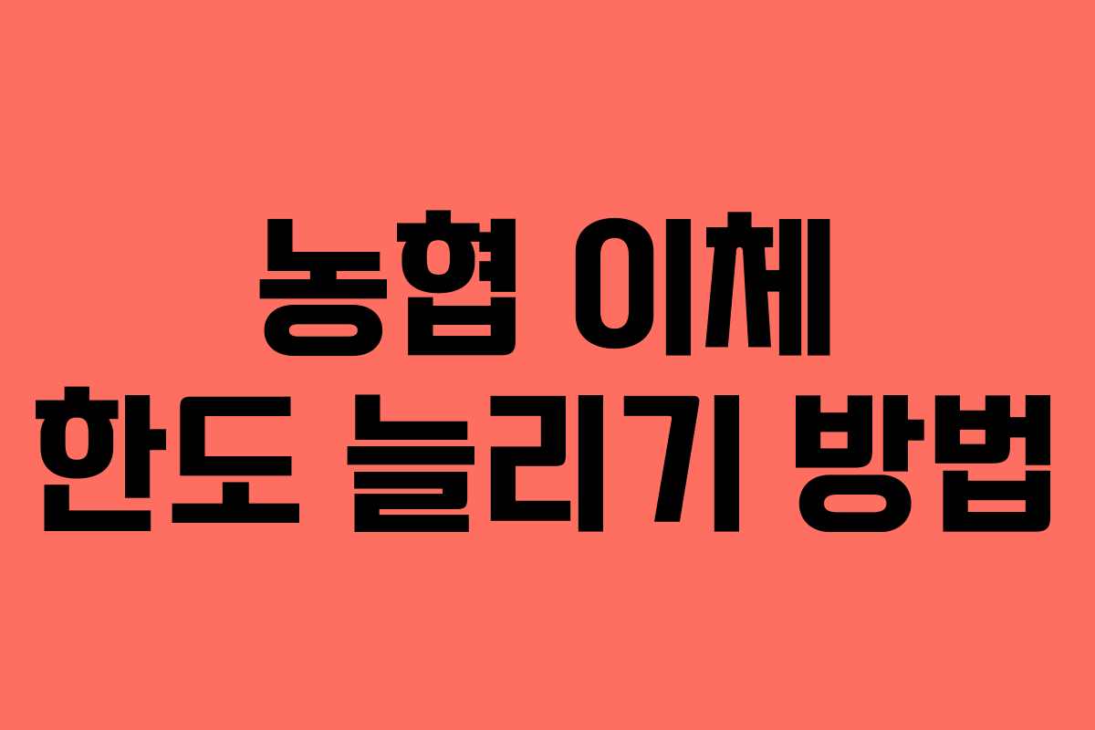 농협 이체 한도 늘리기 방법