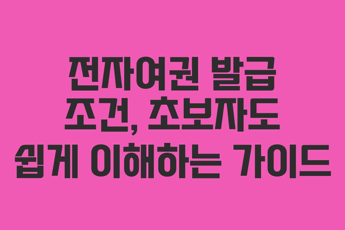 전자여권 발급 조건, 초보자도 쉽게 이해하는 가이드
