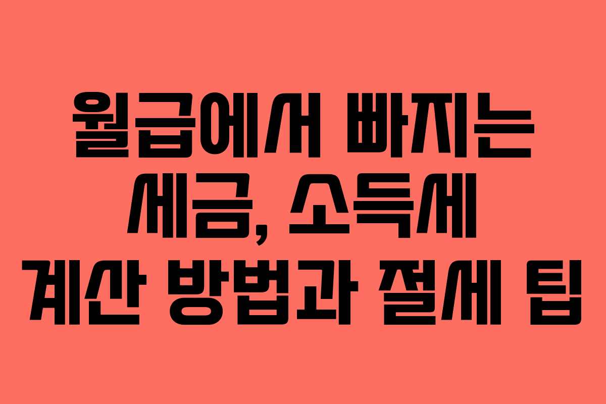 월급에서 빠지는 세금, 소득세 계산 방법과 절세 팁 월급에서 빠지는 세금, 소득세 계산 방법과 절세 팁