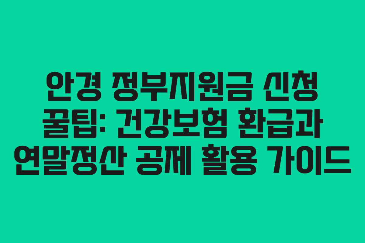 안경 정부지원금 신청 꿀팁: 건강보험 환급과 연말정산 공제 활용 가이드